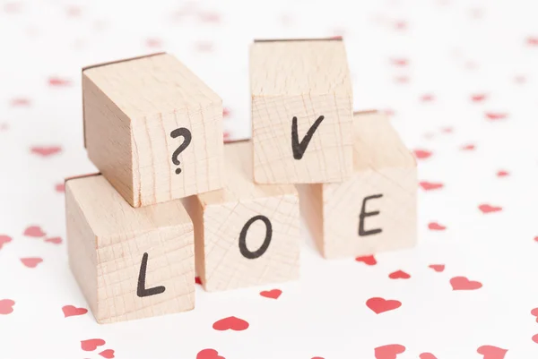 Het woord liefde met vraagteken. — Stockfoto