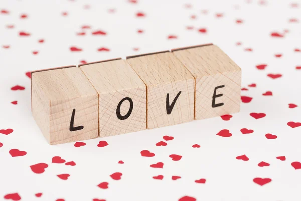 Love Written With Wooden Blocks. — Stock Photo, Image