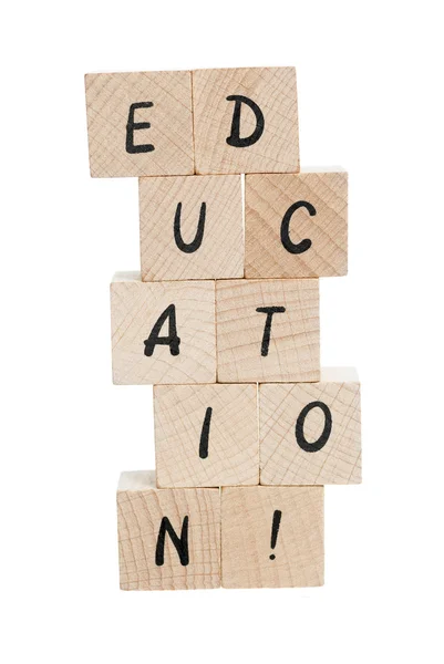 Bildung mit Holzklötzen geschrieben. — Stockfoto