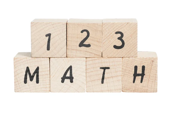 Maths Sum com blocos de madeira . — Fotografia de Stock