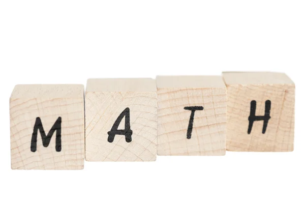 Matemática Escrito com blocos de madeira . — Fotografia de Stock