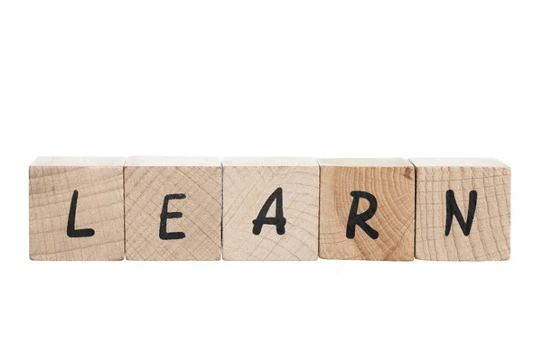 Learn Written With Wooden Blocks. — Stock Photo, Image