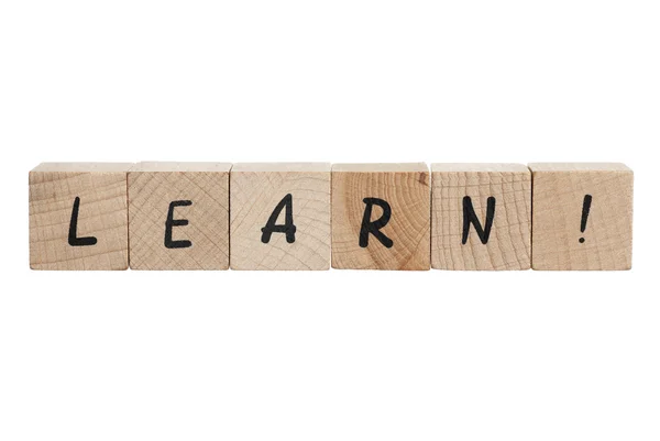 Learn Written With Wooden Blocks. — Stock Photo, Image