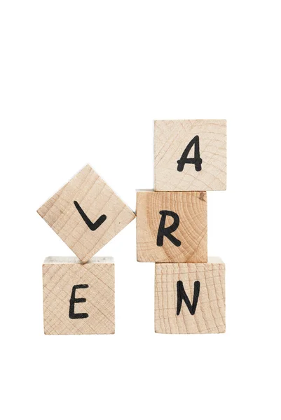 Learn Written With Wooden Blocks. — Stock Photo, Image