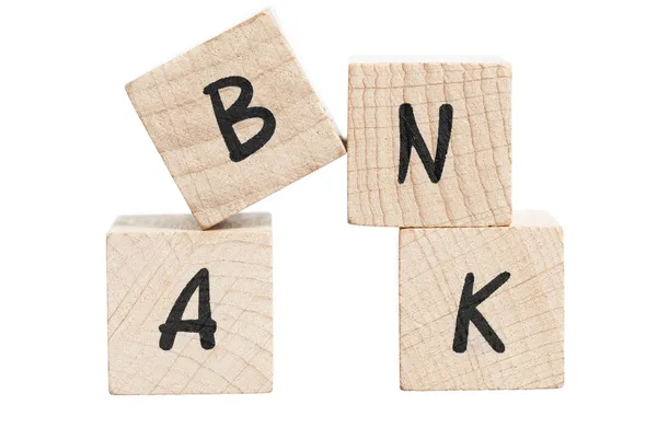 Word Bank Written With Wooden Blocks. — Stock Photo, Image