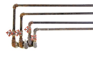Old Plumbing Pipes with Valves clipart