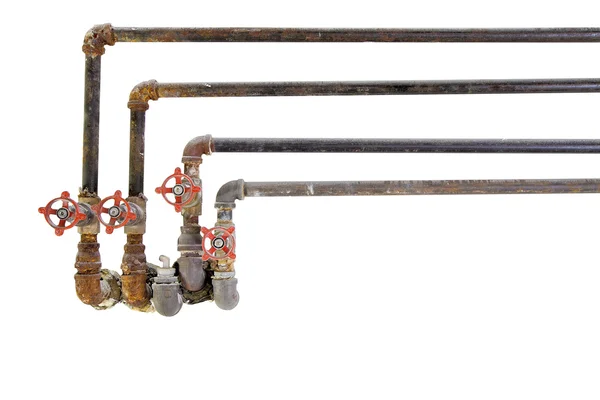 Old Plumbing Pipes with Valves — Stock Photo, Image