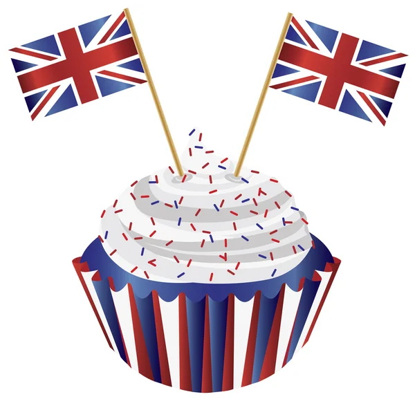 Förenade kungariket england cupcake med flaggan illustration — Stock vektor