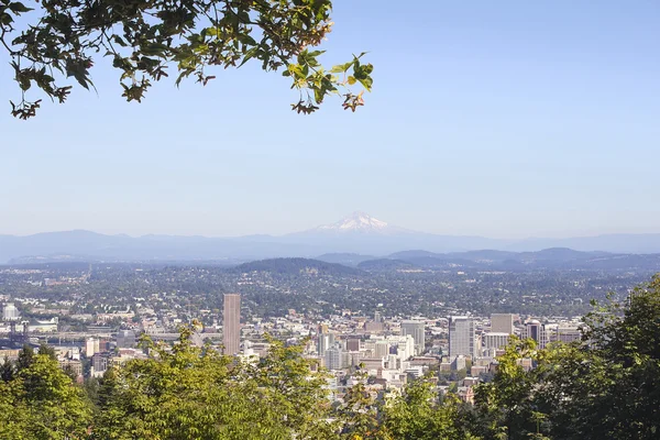 Portland Downtown City Paisagem com Mount Hood — Fotografia de Stock