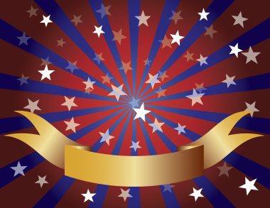 Red White and Blue Stars Sun Rays and Banner vector Red White and Blue Stars Sun Rays and Banner vector