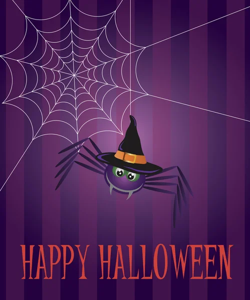 Halloween Spider and Web Illustration — Stock Vector