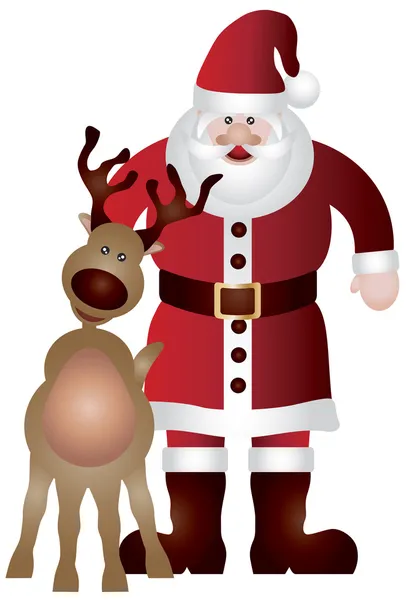 Santa Claus with Reindeer Illustration — Stock Vector