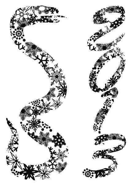 2013 Snake Silhouette con fiocchi di neve Illustrazione — Vettoriale Stock