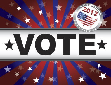 Vote 2012 Red White and Blue Stars Sun Rays and Banner vector Vote 2012 Red White and Blue Stars Sun Rays and Banner vector