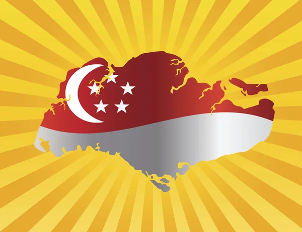 Singapour Drapeau dans la carte Illustration de la silhouette — Image vectorielle