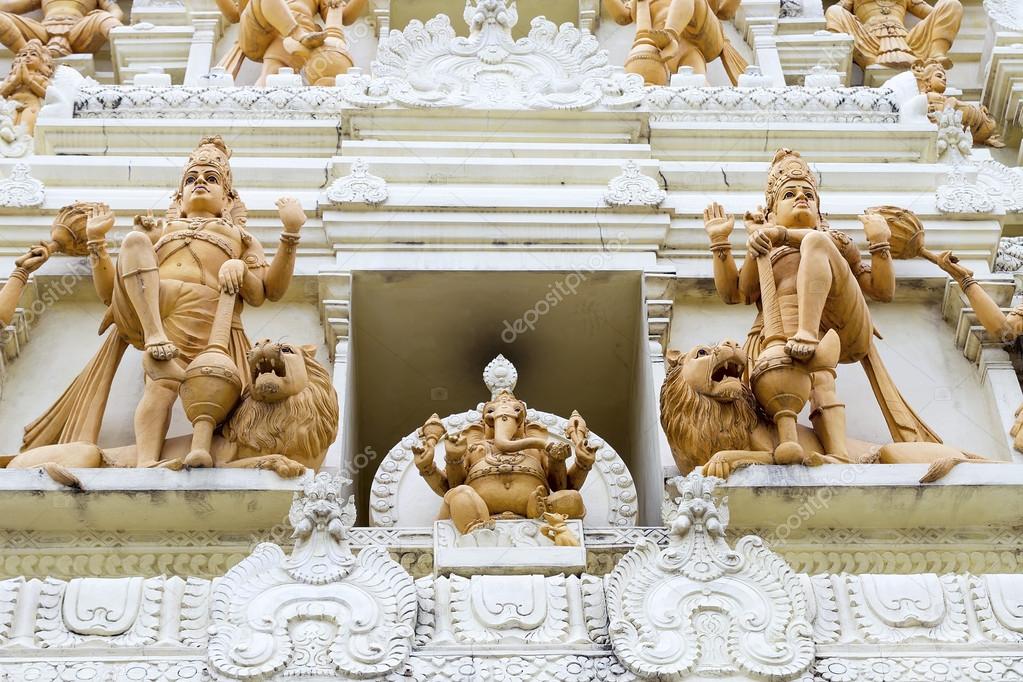 Ornate Hindu God and Goddess Temple Stone Sculptures