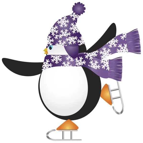 PenguinSkating4V — Stock Vector