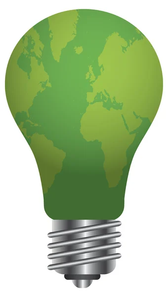 Lightbulb with World Map Illustration — Stock Vector