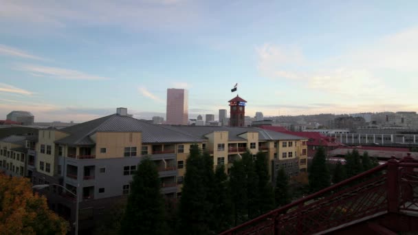 Portland Oregon Historic Union Train Station Timelapse in Autumn — Stock Video