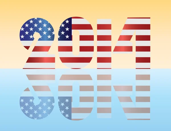 New Year 2014 USA Flag Illustration — Stock Vector