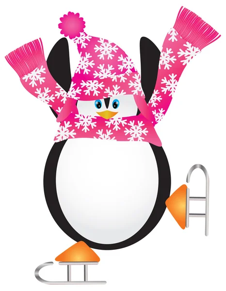 Penguin korcsolyázás piruett illusztráció — Stock Vector