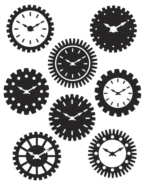 Orologio viso in ingranaggi Silhouette Illustrazione — Vettoriale Stock