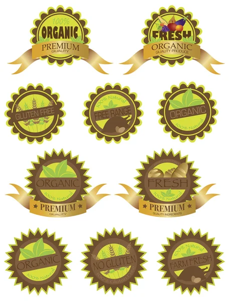 Organic Farm Fresh Labels Illustration — Stock Vector