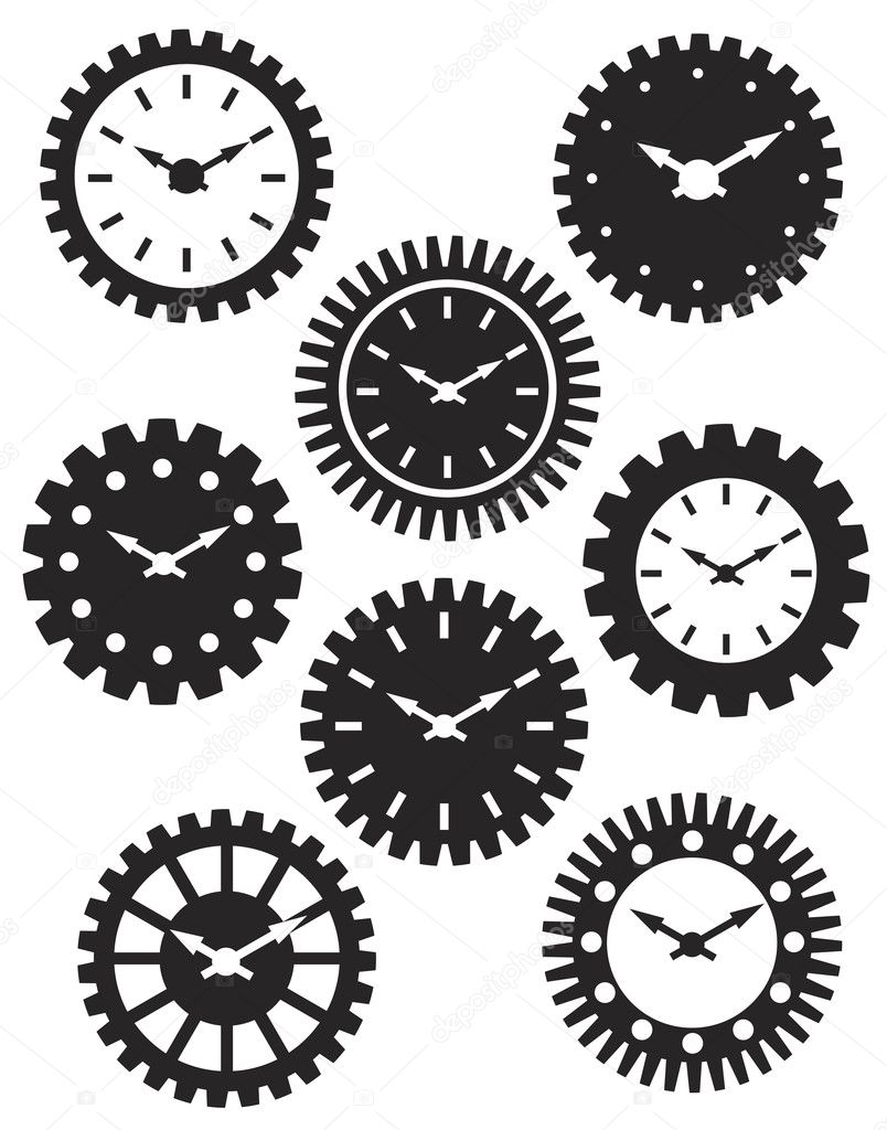 Clock Face in Gears Silhouette Illustration Stock Vector by ©jpldesigns  14838673, image size:804x1024