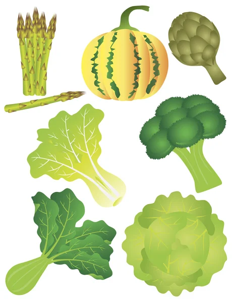 Set de Verduras 2 Ilustración Aislado sobre Fondo Blanco — Vector de stock