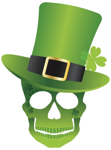 Crâne de St Patricks Day avec chapeau de lutin Illustration — Image vectorielle