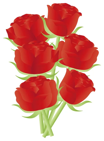 Rosas rojas para San Valentín Ilustración — Vector de stock