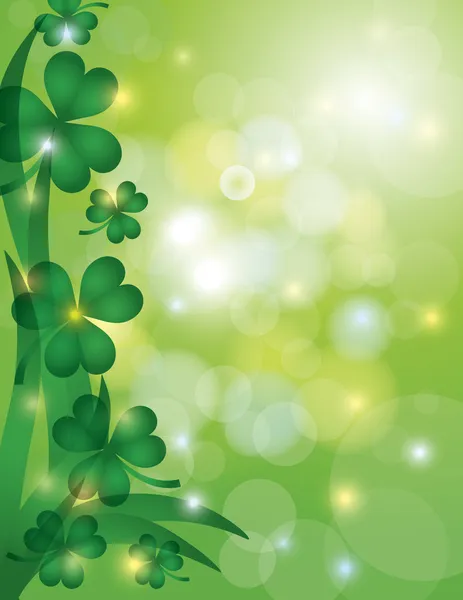 Shamrock Blätter mit Bokeh Hintergrund Illustration — Stockvektor