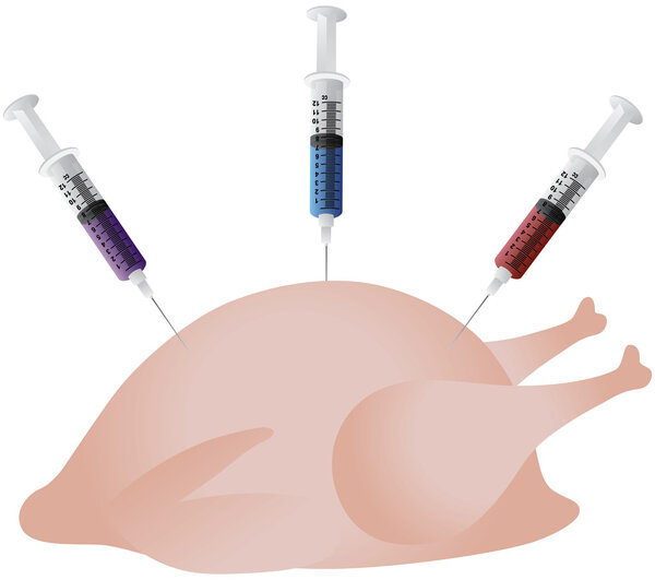Chicken Injected with Hormones and Steroids Illustration