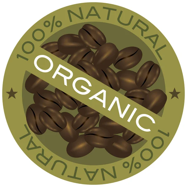 Kaffebönor organiska etikett illustration — Stock vektor
