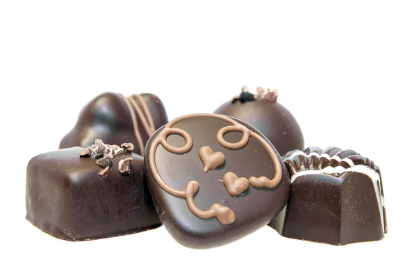 Dark and Milk Chocolate Assortment Closeup — Stock Photo, Image