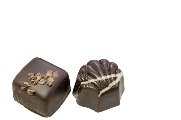 Dark Chocolate Square and Scallop Shaped — Stock Photo, Image