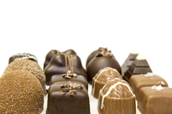 Rows of Chocolate Assortment — Stock Photo, Image