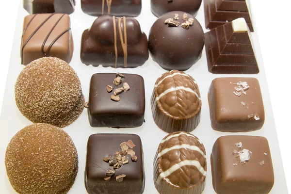 Bandeja de sortimento de chocolate — Fotografia de Stock