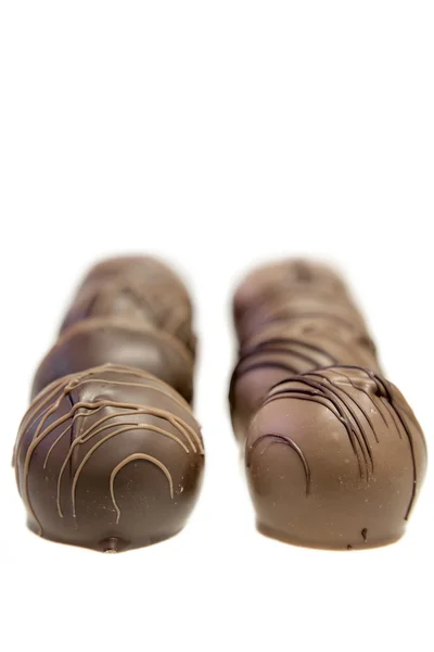 Dva řádky čokoládové lanýže — Stock fotografie