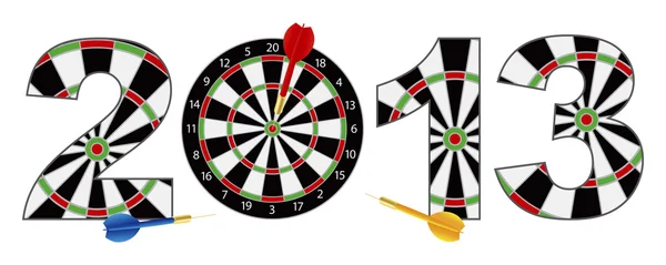 2013 nuovo anno Dartboard con freccette Illustrazione — Vettoriale Stock