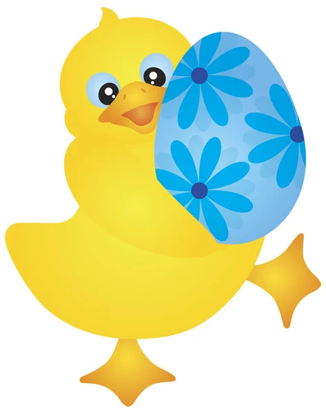 Duckie con ilustración de huevo de Pascua — Vector de stock