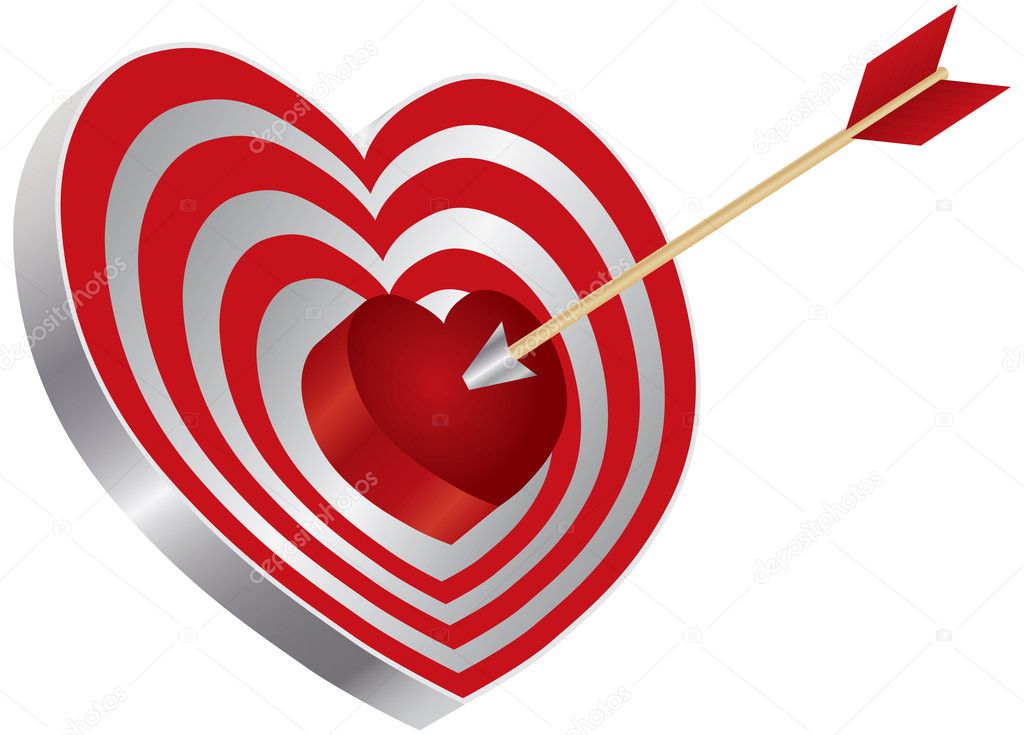 Arrow on Heart Shape Bullseye Illustration