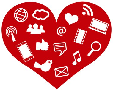 Sosyal Medya Icons illüstrasyon kırmızı kalp