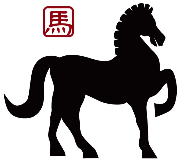 Illusrtation de la posture avant du cheval chinois 2014 — Image vectorielle