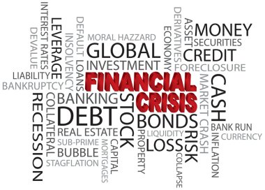 Financial Crisis Word Cloud Illustration clipart