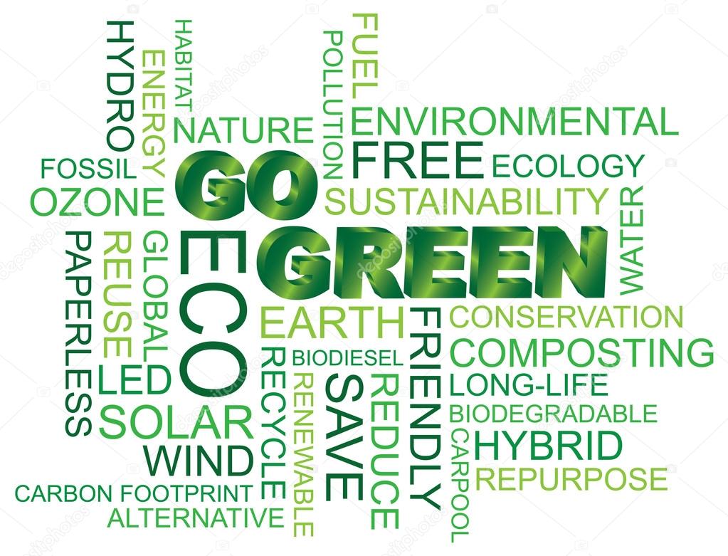 Go Green Word Cloud Illustration