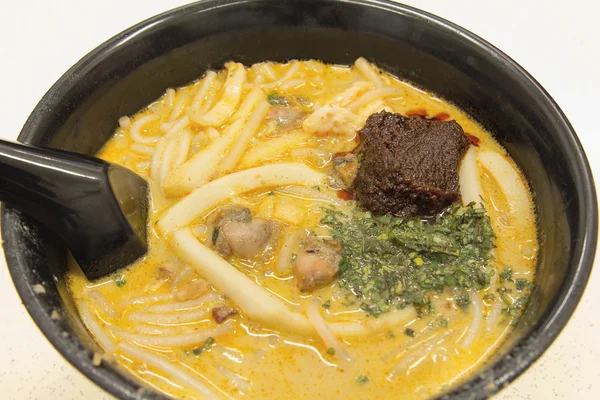 Singapour Curry Laksa Nouilles Gros plan — Photo