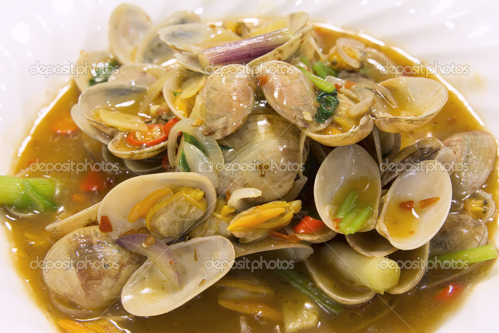 Chinese Stir Fry with Clams Closeup 2