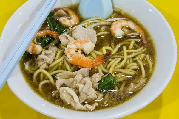 Hokkien Prawn Mee Soup Noodle Gros plan — Photo