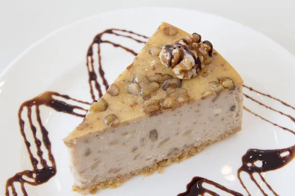 Walnut Cheesecake Slice Macro — Stockfoto